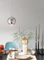 bol lampadario led moderno a sospensione in alluminio cromato a forma di palla 1 pezzi