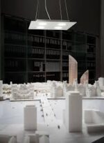 sospensione led a soffitto quadrata colore bianco grande su plastico città