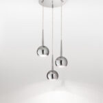 bol lampadario led moderno a sospensione in alluminio cromato a forma di palla 3 pezzi