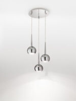 bol lampadario led moderno a sospensione in alluminio cromato a forma di palla 3 pezzi