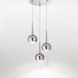 bol lampadario led moderno a sospensione in alluminio cromato a forma di palla 3 pezzi