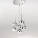 lampadario a sospensione in alluminio cromato a forma di tazza rovesciata 5 pezzi
