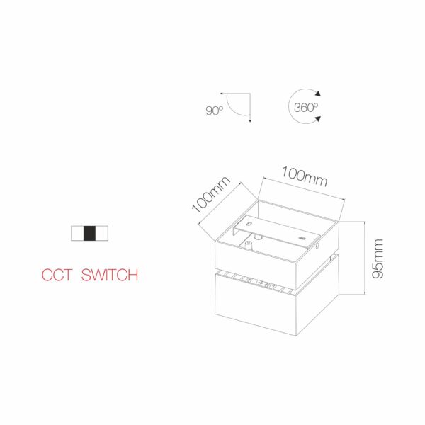 Faretto Proiettore LED orientabile Rubyc 14W 1205lm con switch 2700/3200/4000K 40° IP20 da soffitto o parete nero per interni - Beneito Faure - immagine 5