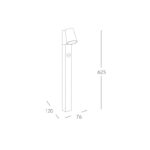 Paletto da giardino LED SINTESI in alluminio 6W 400lm IP44 Intec mm 120 x 625 h dimensioni