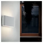 Applique LED GAMMA da esterno in alluminio goffrato bianco 2 X 5W IP54 3000/4000K 1100lm - Intec - immagine 3