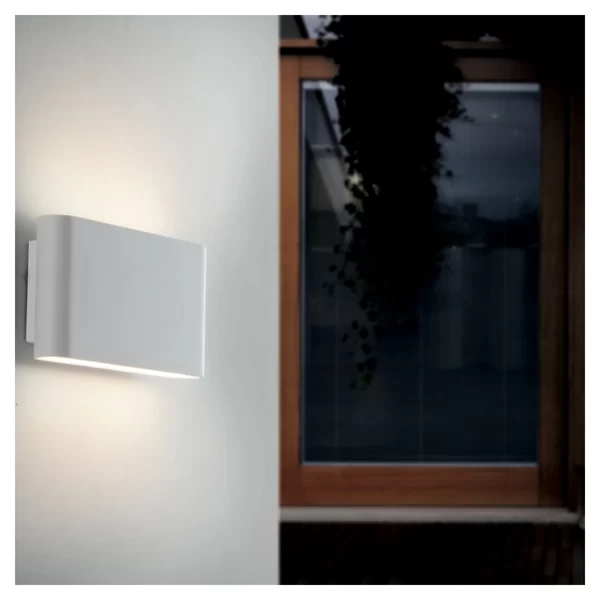 Applique LED GAMMA da esterno in alluminio goffrato bianco 2 X 5W IP54 3000/4000K 1100lm - Intec - immagine 3