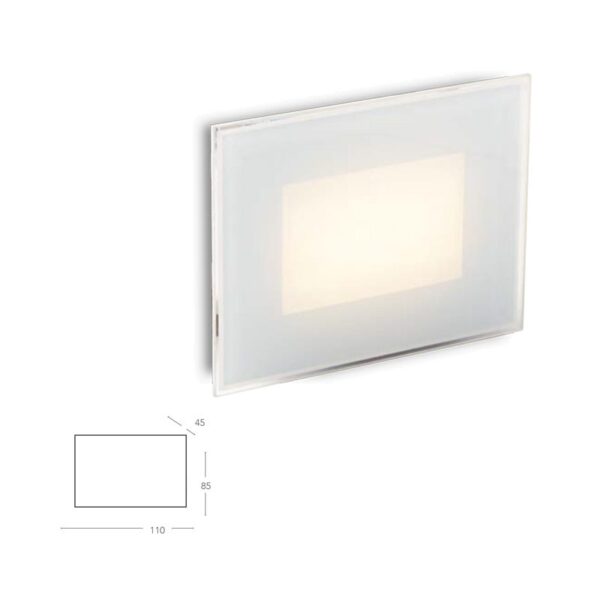 Segnapassi LED da incasso a parete SLAB 503 da esterno 3W 440lm IP65 in alluminio quadrato colore luce selezionabile - INTEC - immagine 3