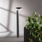 Paletto LED da giardino solare ENYA da esterno 5W 600lm 4000K IP44 in alluminio antracite con sensore e pannello solare inclusi - INTEC - immagine 2