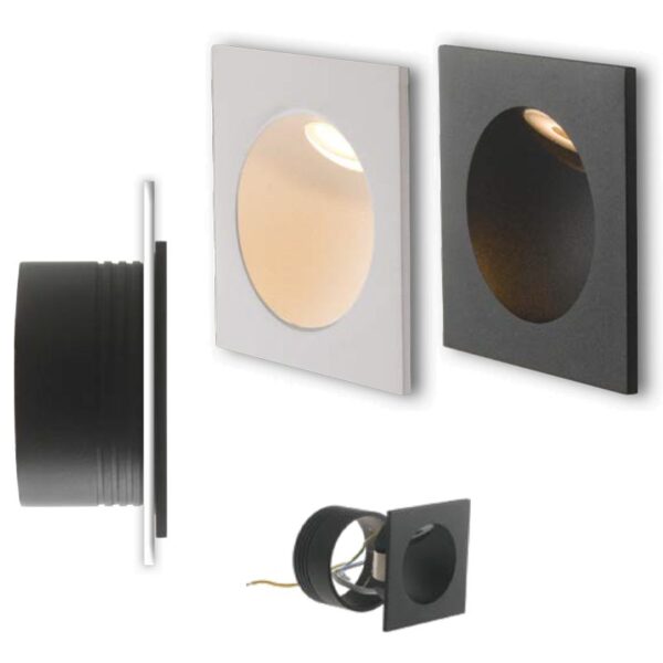 segnapassi led onyx intec punto led quadrato bianco o nero