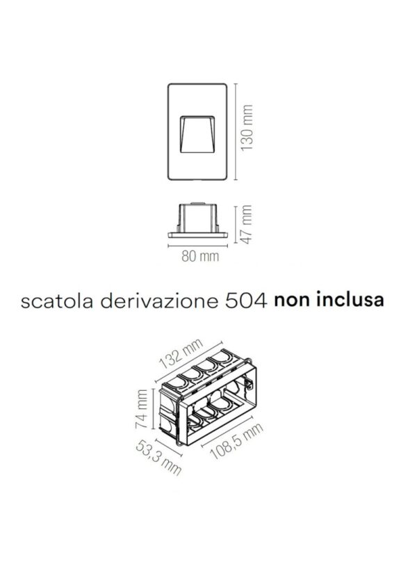Mascherina per Segnapassi LED da incasso a parete STRATOS 504 da esterno 3W 360lm IP65 in alluminio colore luce selezionabile - INTEC - immagine 2