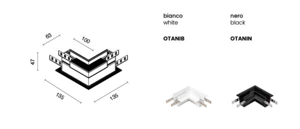 Connessione ad angolo complanare per binario Square ad incasso - immagine 2