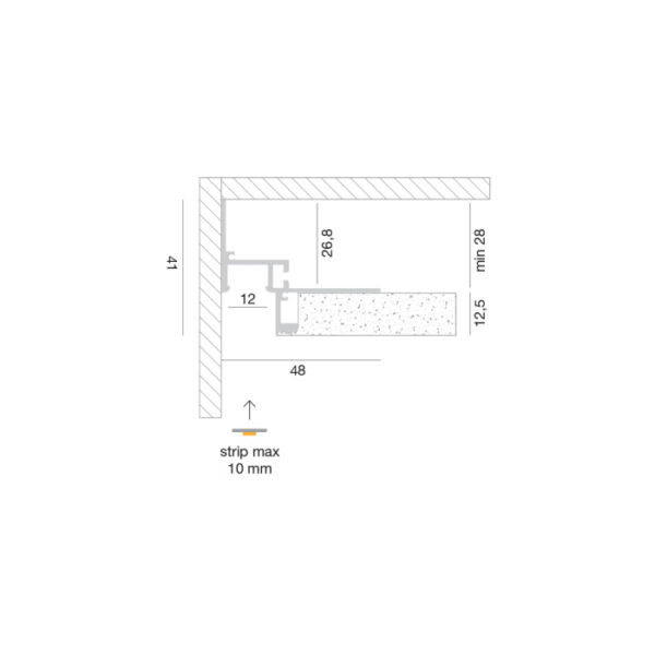 Profilo lineare da incasso cartongesso Ottawa 2mt Gea Luce - immagine 2