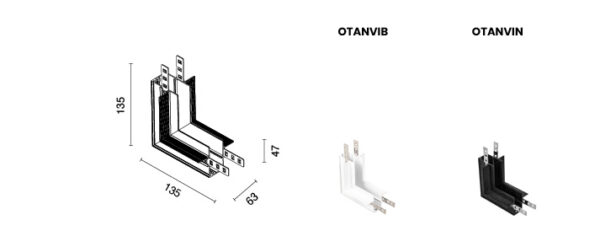 Connessione ad angolo perpendicolare per binario Square ad incasso - immagine 2